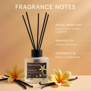 Soul & Scents 50ml Vanilla Reed Diffuser + 140g Potpourri Combo| Get 5 Free Rattan Reed Sticks| Dried Flowers with Fragrance| Diwali Gift Set| Natural Decoration Items for Home, Pooja & Festival